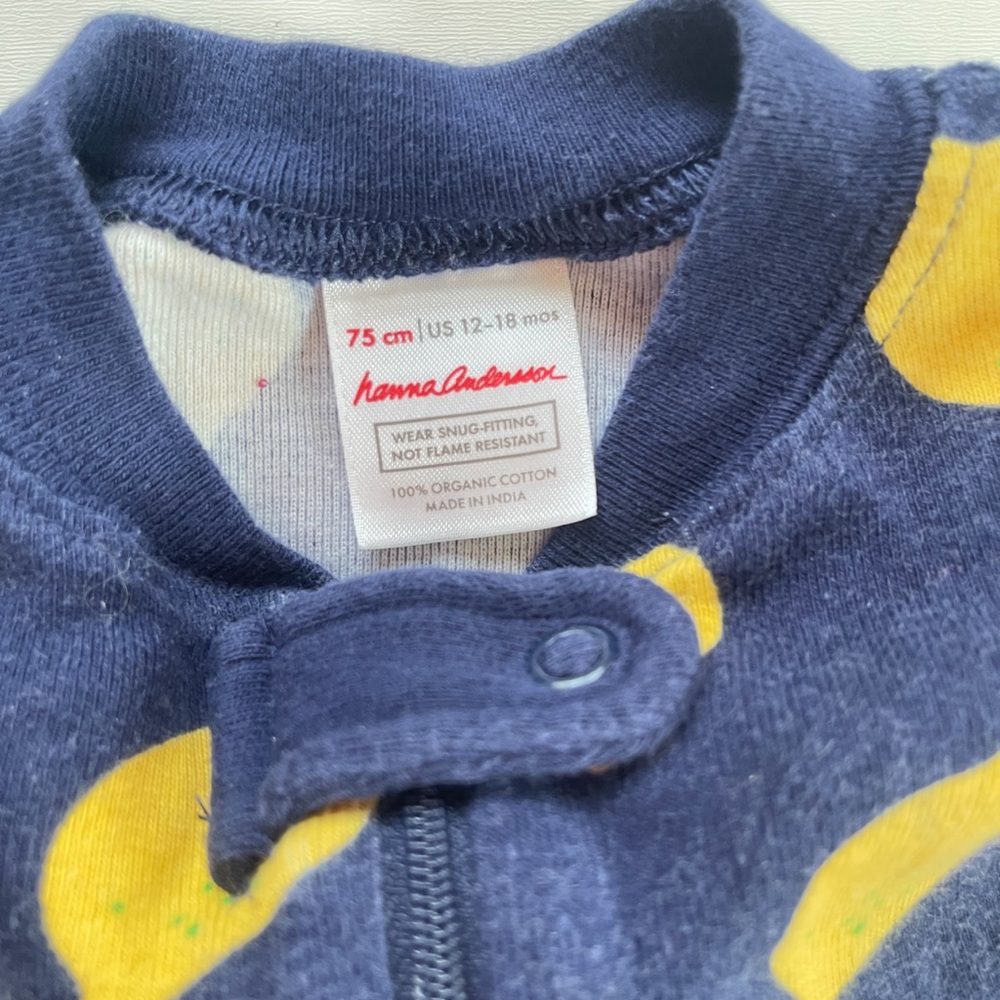 Hanna Andersson Navy Lemon Print Zip Pajamas - Picture 2 of 2